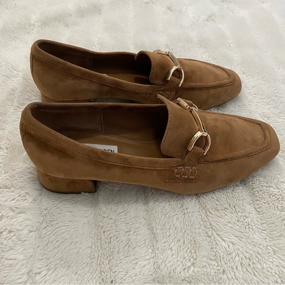 Steve Madden Hartlyn Block Heel Tan Leather Suede Bit Loafers Size 8.5 - Picture 7 of 15